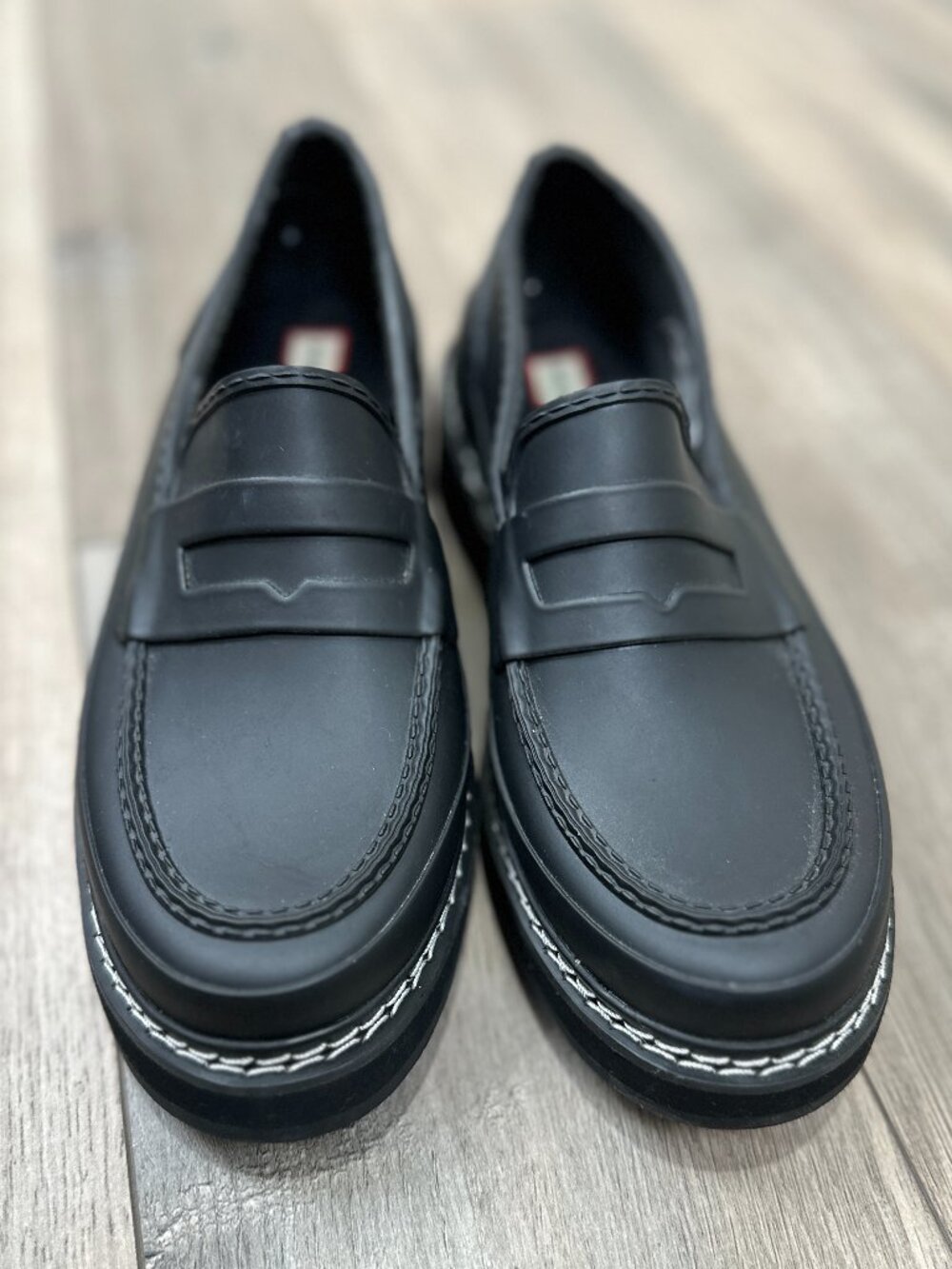Hunter Women’s Black Rubber Penny Loafers Waterproof Shoes Size 7